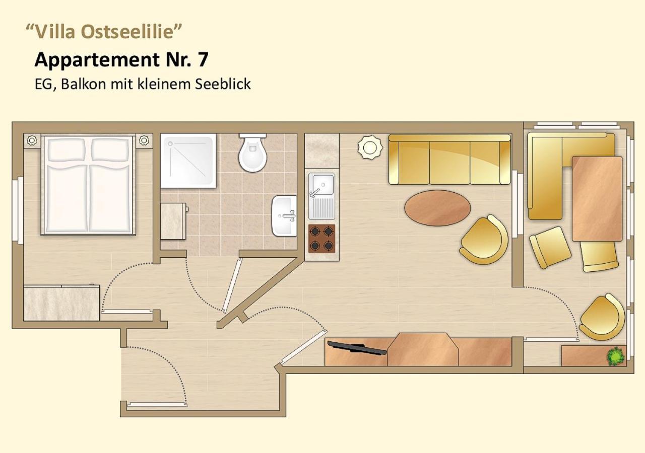 Villa Ostseelilie - Appartements Mit Balkon Und Meerblick 萨斯尼茨 客房 照片
