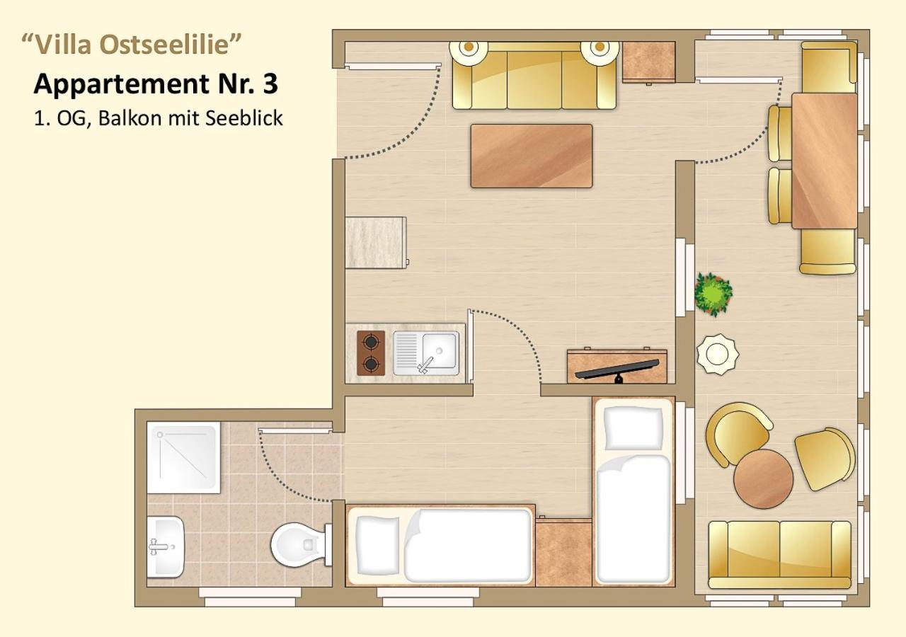 Villa Ostseelilie - Appartements Mit Balkon Und Meerblick 萨斯尼茨 客房 照片