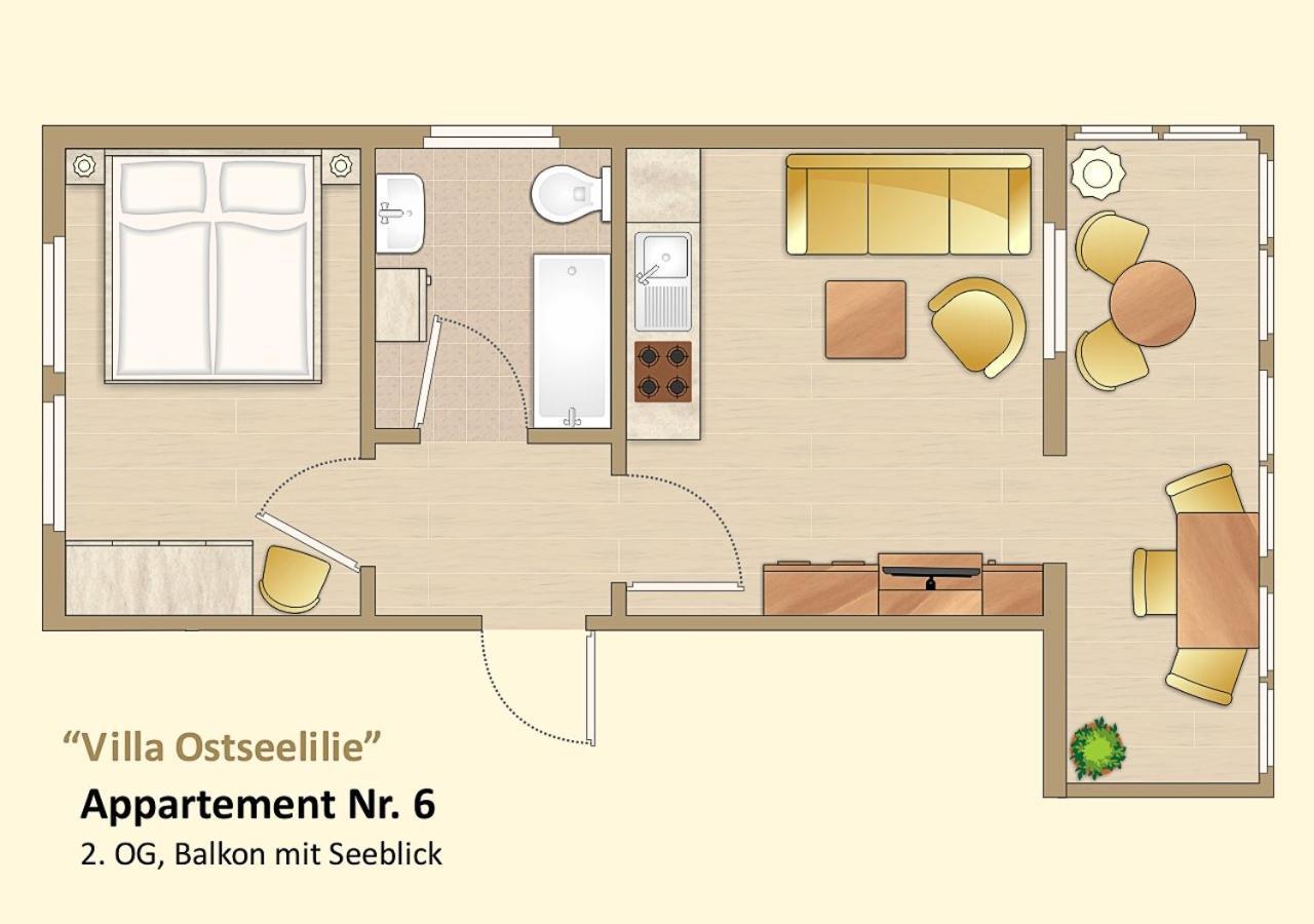Villa Ostseelilie - Appartements Mit Balkon Und Meerblick 萨斯尼茨 客房 照片