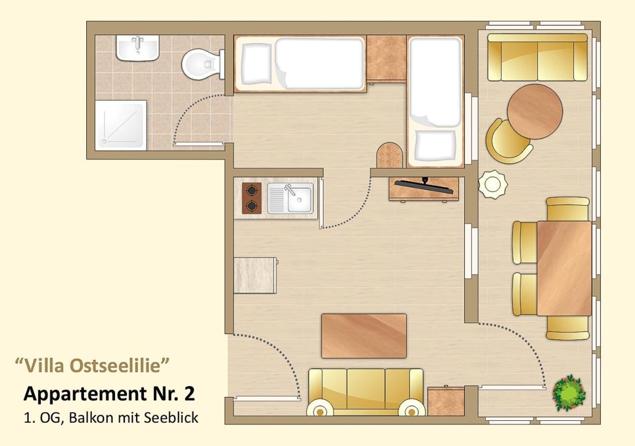 Villa Ostseelilie - Appartements Mit Balkon Und Meerblick 萨斯尼茨 客房 照片